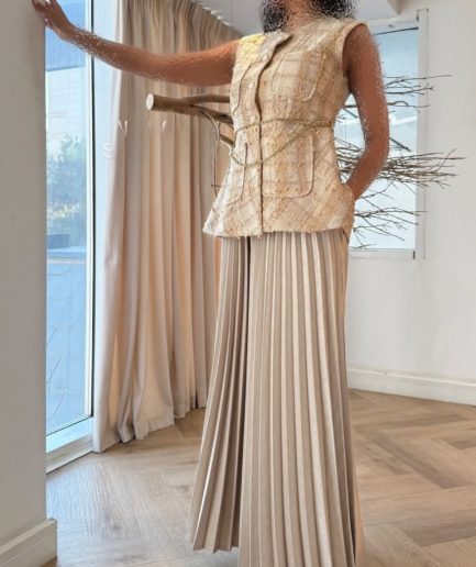 جلیقه کرم شنل زنجیردار زنانه