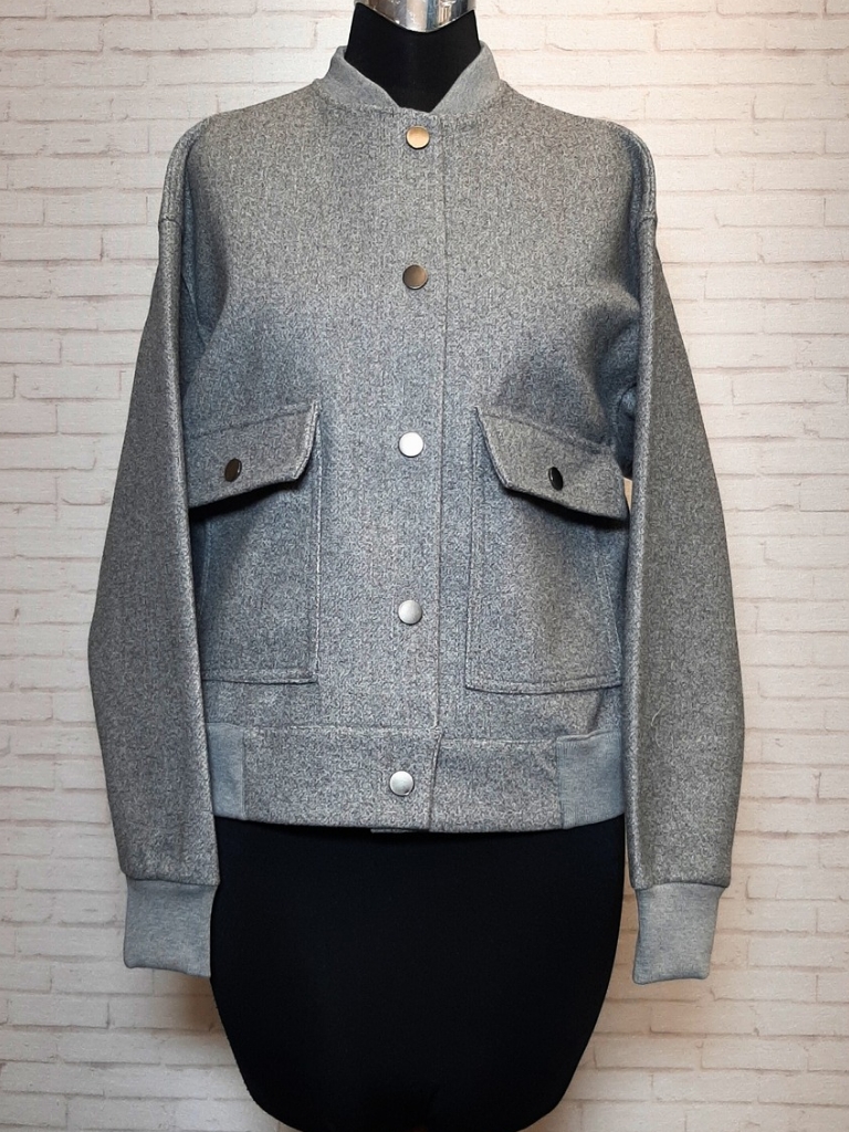 بامبر فوتر طوسی دکمه دار زنانه