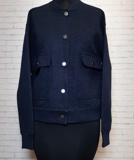 بامبر فوتر سرمه ای دکمه دار زنانه