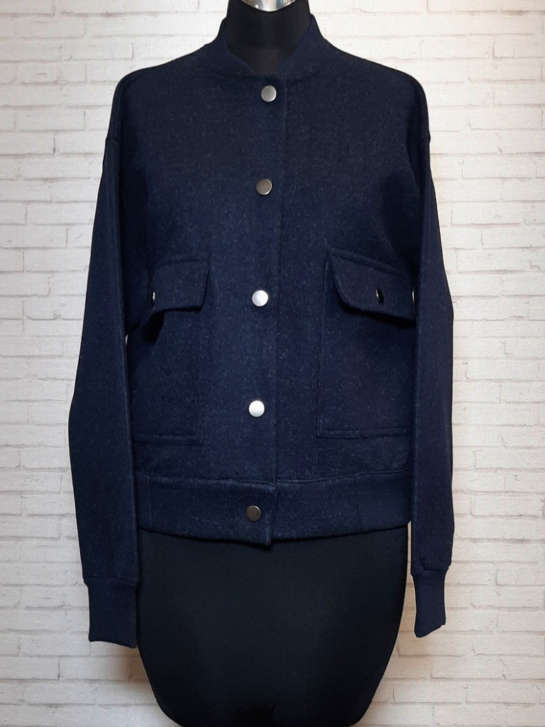 بامبر فوتر سرمه ای دکمه دار زنانه