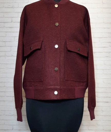 بامبر فوتر زرشکی دکمه دار زنانه