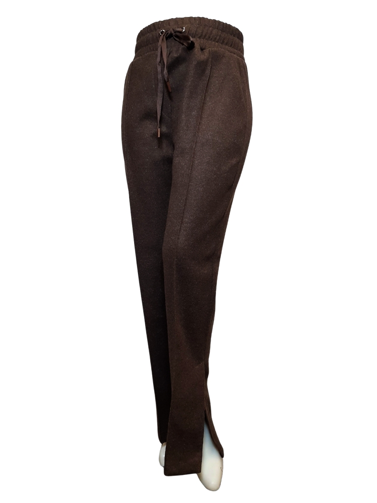 شلوار بگ فوتر چاکدار قهوه ای زنانه