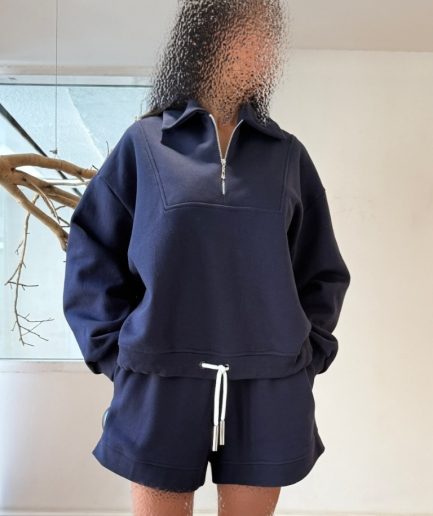 ست بلوز و شلوارک سرمه ای زنانه