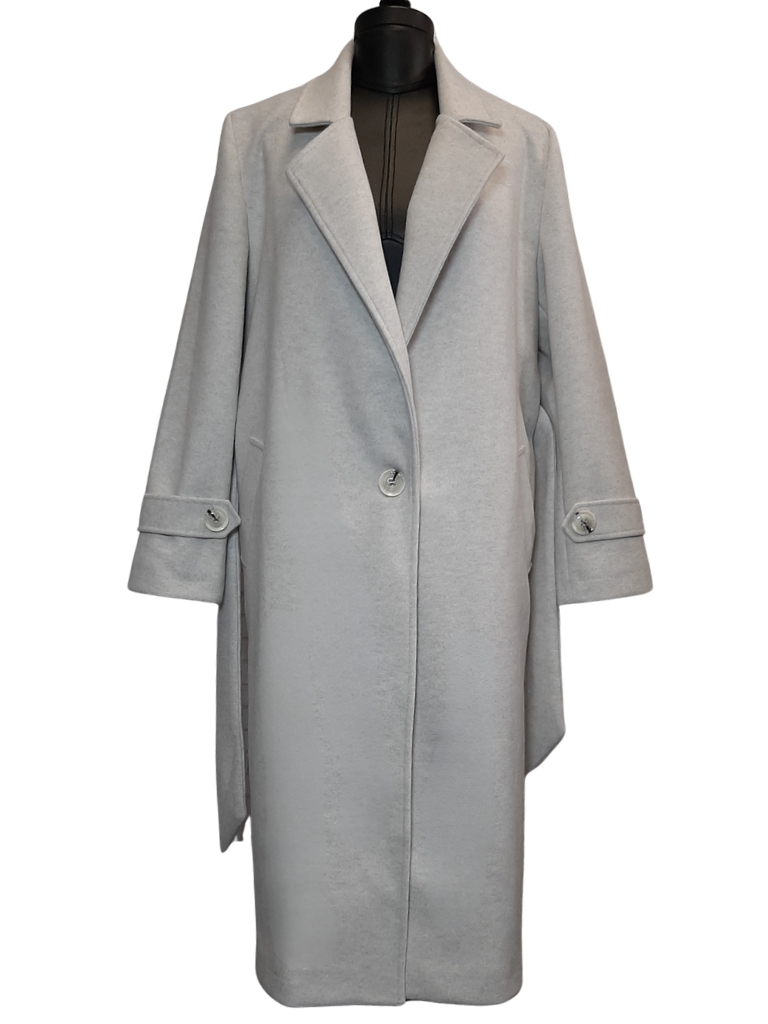 پالتو بلند فوتر یقه انگلیسی سفید زنانه