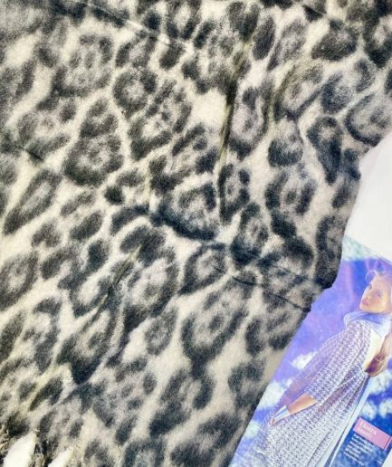 شال موهر پلنگی طوسی