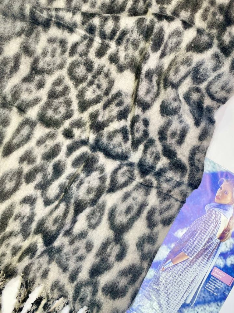 شال موهر پلنگی طوسی