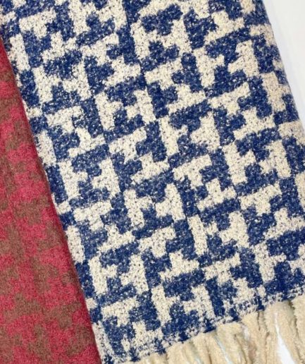 شال موهر سرمه ای طرح دار