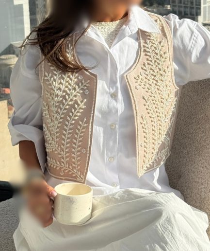 جلیقه کرم گندم زنانه