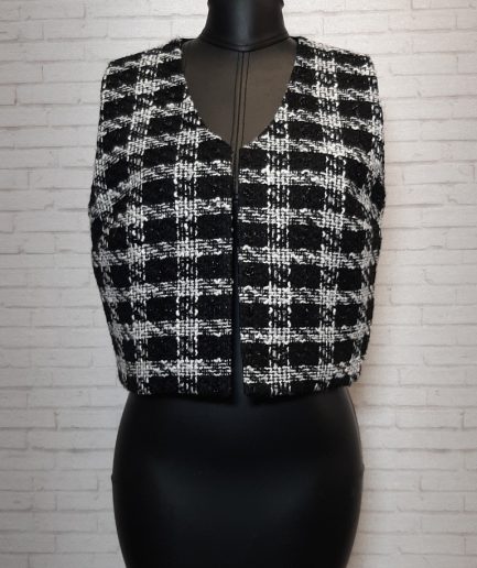 جلیقه شنل مشکی و سفید زنانه