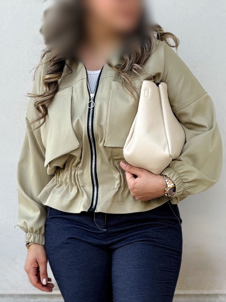 بامبر سبز زیپ دار زنانه