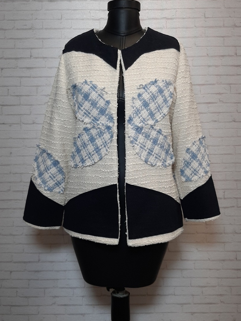 کت تکه دوزی شنل سرمه ای زنانه