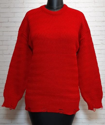 زیبو | Ziboo 17 پلیور مارپیچ ریز قرمز زنانه