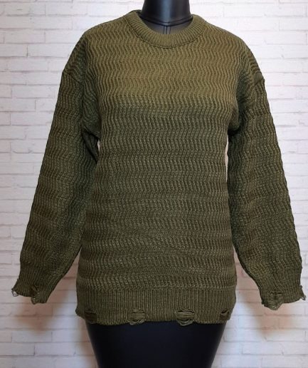 پلیور مارپیچ ریز سبز تیره زنانه