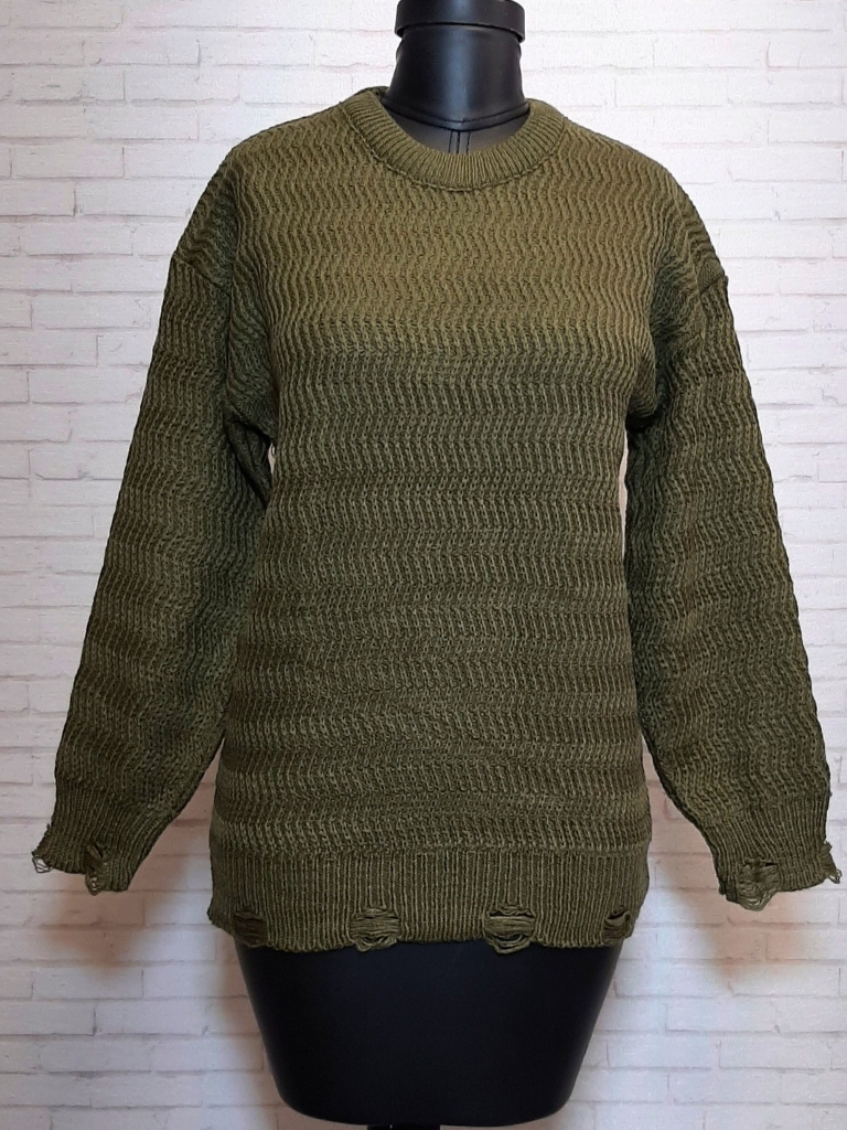 پلیور مارپیچ ریز سبز تیره زنانه