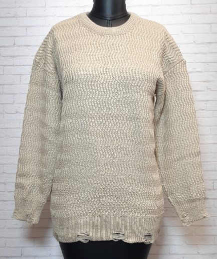 پلیور مارپیچ ریز کرمی زنانه