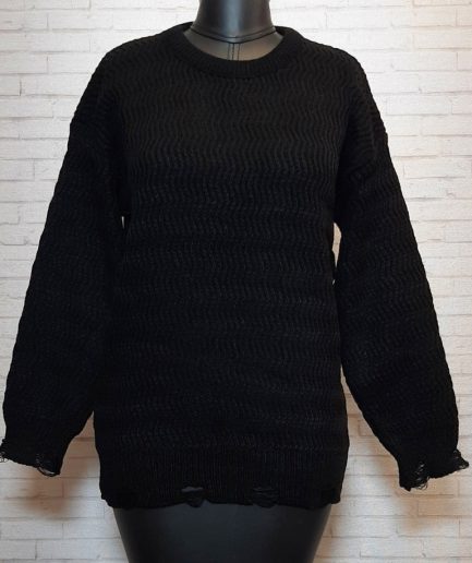 زیبو | Ziboo 4 پلیور مارپیچ ریز مشکی زنانه