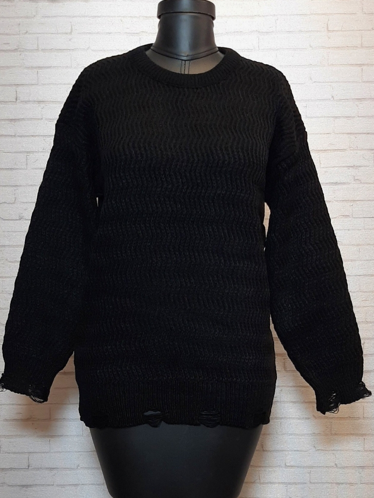 پلیور مارپیچ ریز مشکی زنانه