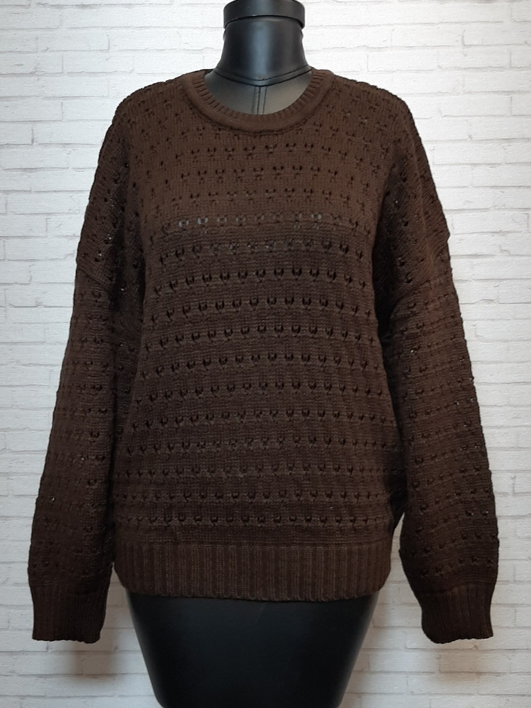 پلیور حفره ای قهوه ای زنانه