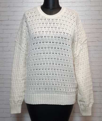 پلیور حفره ای شیری زنانه