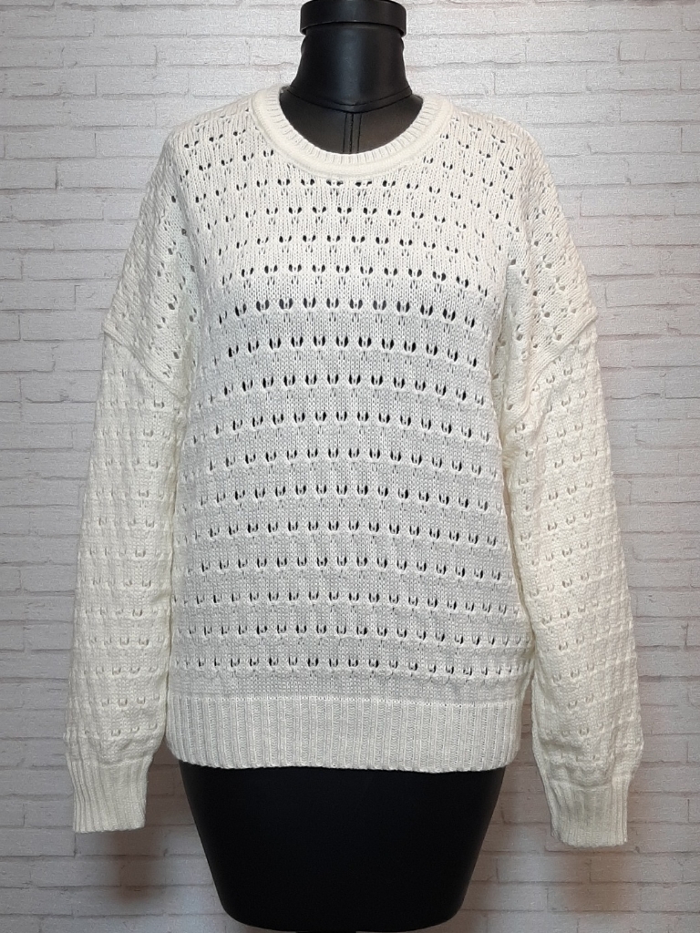 پلیور حفره ای شیری زنانه