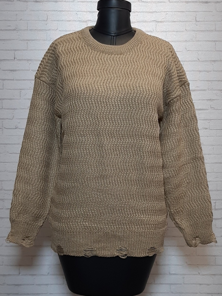 پلیور مارپیچ ریز خاکی زنانه