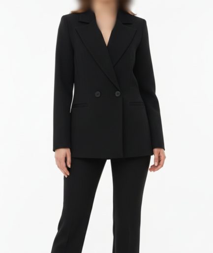 کت مشکی کمرکرستی کرپ زنانه