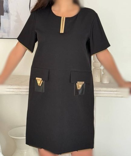 زیبو | Ziboo 34 پیراهن مشکی قفل طلایی زنانه