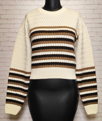 پلیور کراپ پرچمی شیری زنانه