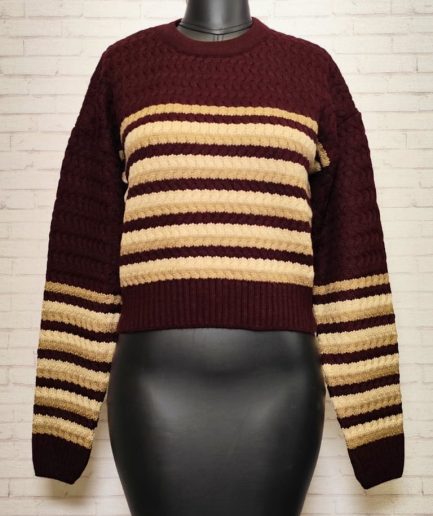 پلیور کراپ پرچمی زرشکی زنانه