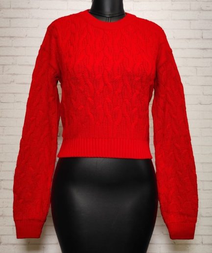 پلیور کراپ پیچ قرمز زنانه