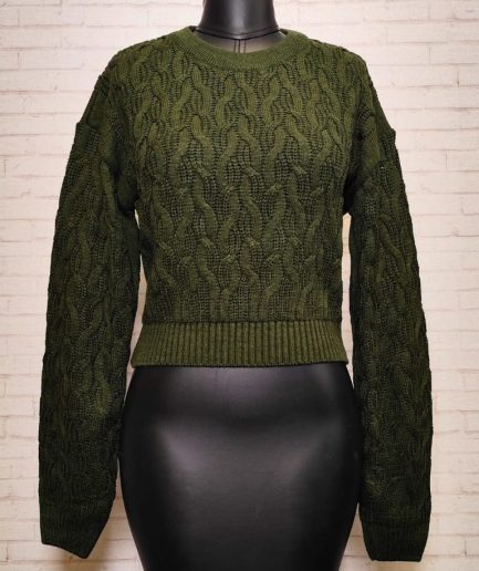 پلیور کراپ پیچ سبز زنانه