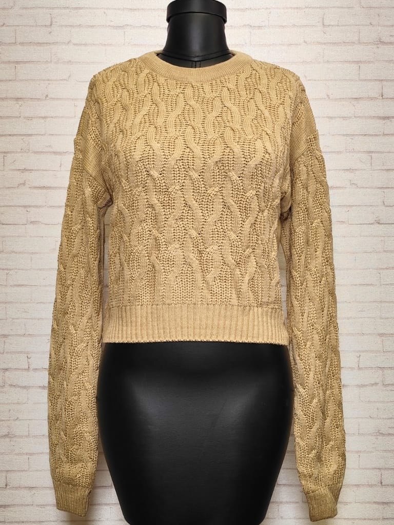 پلیور کراپ پیچ کرمی زنانه