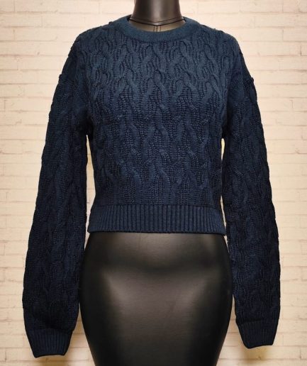 پلیور کراپ پیچ سرمه ای زنانه