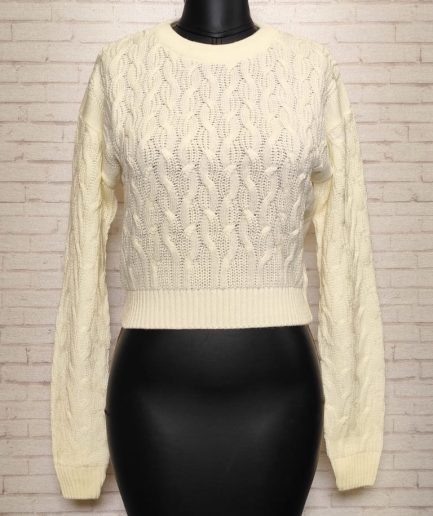 پلیور کراپ پیچ شیری زنانه