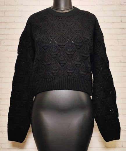 پلیور کراپ مشکی انگوری زنانه