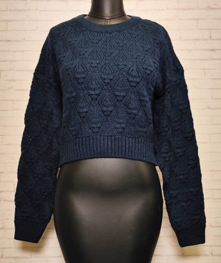 پلیور کراپ سرمه ای انگوری زنانه