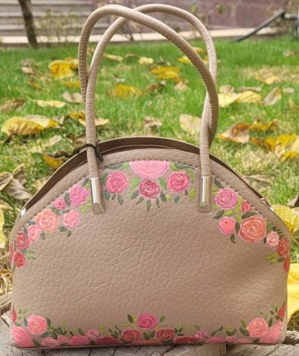 کیف چرم نسکافه ای گلریز زنانه