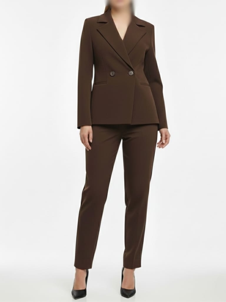 کت قهوه ای کمرکرستی کرپ زنانه