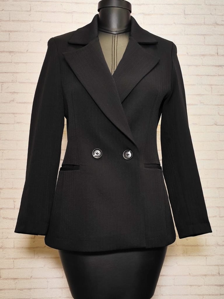 کت مشکی کمرکرستی دیپلمات زنانه