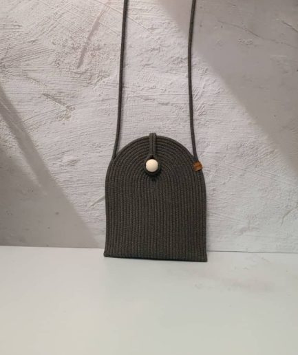 کیف زغالی قیطون دوزی زنانه