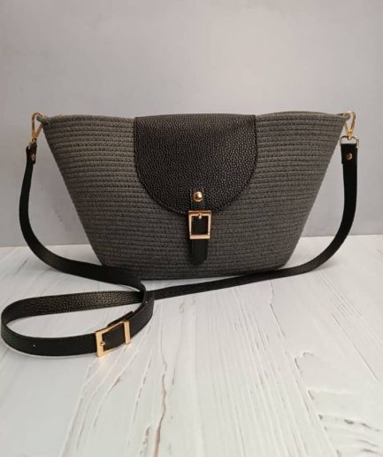 کیف بزرگ زغالی قیطان دوزی زنانه