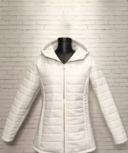 کاپشن امبردی کلاه دار سفید زنانه