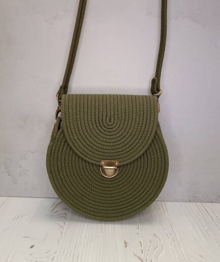 کیف سبز گرد قیطان زنانه