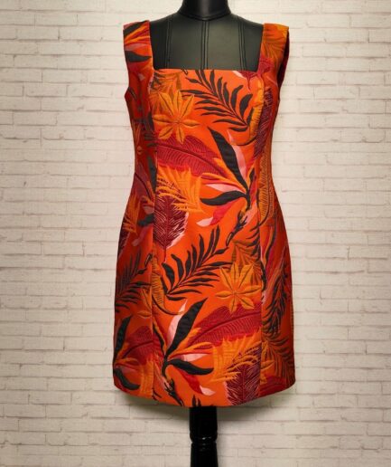 پیراهن ژاکارد نارنجی اطلسی زنانه