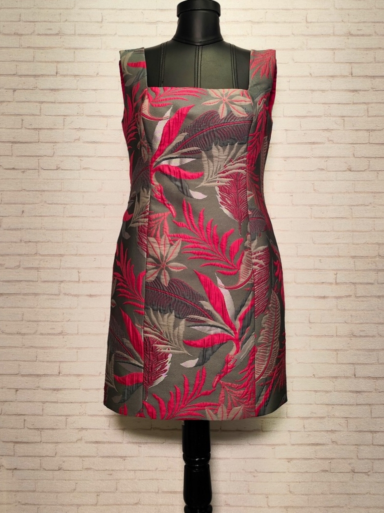 پیراهن ژاکارد سرخابی اطلسی زنانه