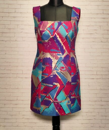 پیراهن ژاکارد هندسی آبی زنانه