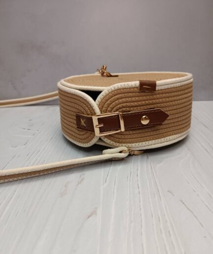 کیف گرد کرم حاشیه سفید زنانه