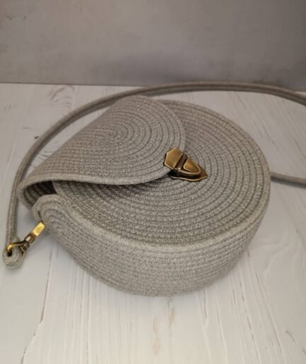 کیف طوسی گرد قیطان زنانه