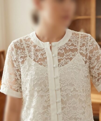 شومیز سفید گیپور زنانه