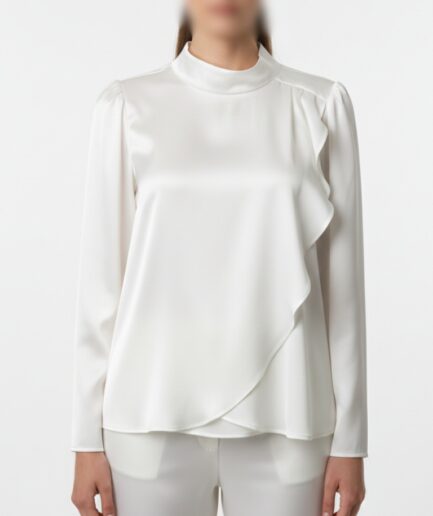 شومیز سفید یقه ایستاده زنانه